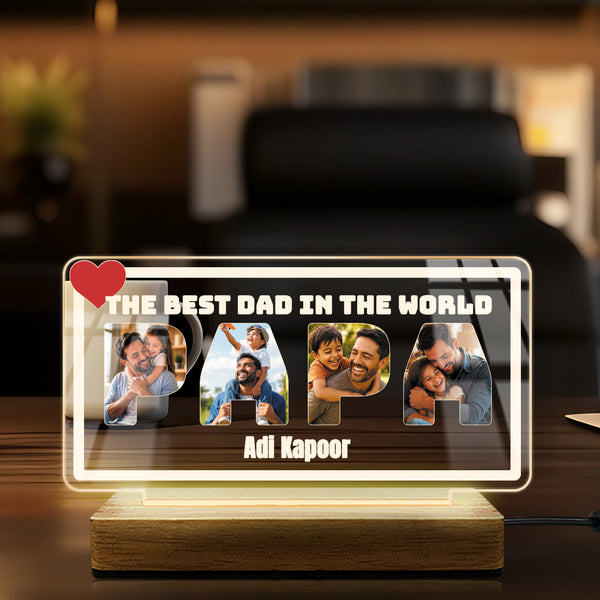 Best Dad in the World Photo Acrylic LED Lamp