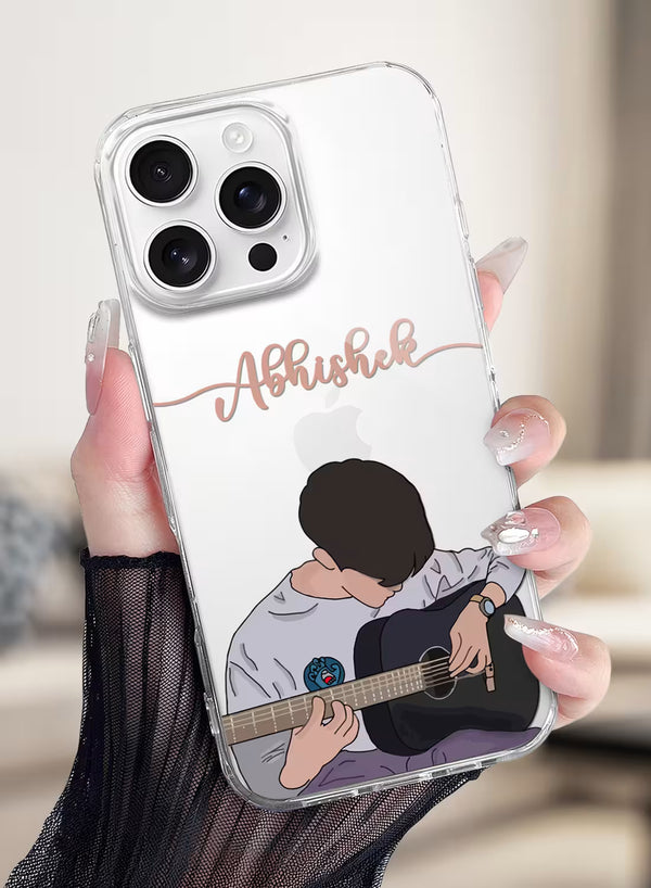 Acoustic Guitar Boy Printed Clear Silicone Back Cover