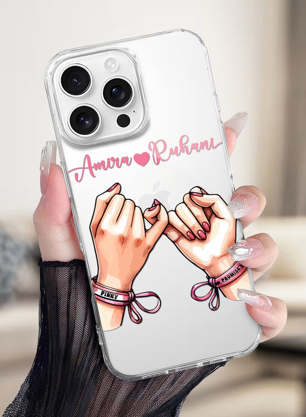 Pinky Promise Hands Printed Clear Silicone Back Cover