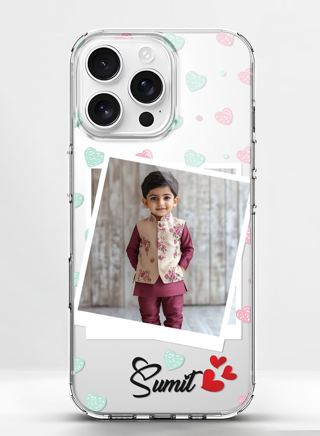 Pastel Hearts Polaroid Custom Photo Silicone Mobile Cover