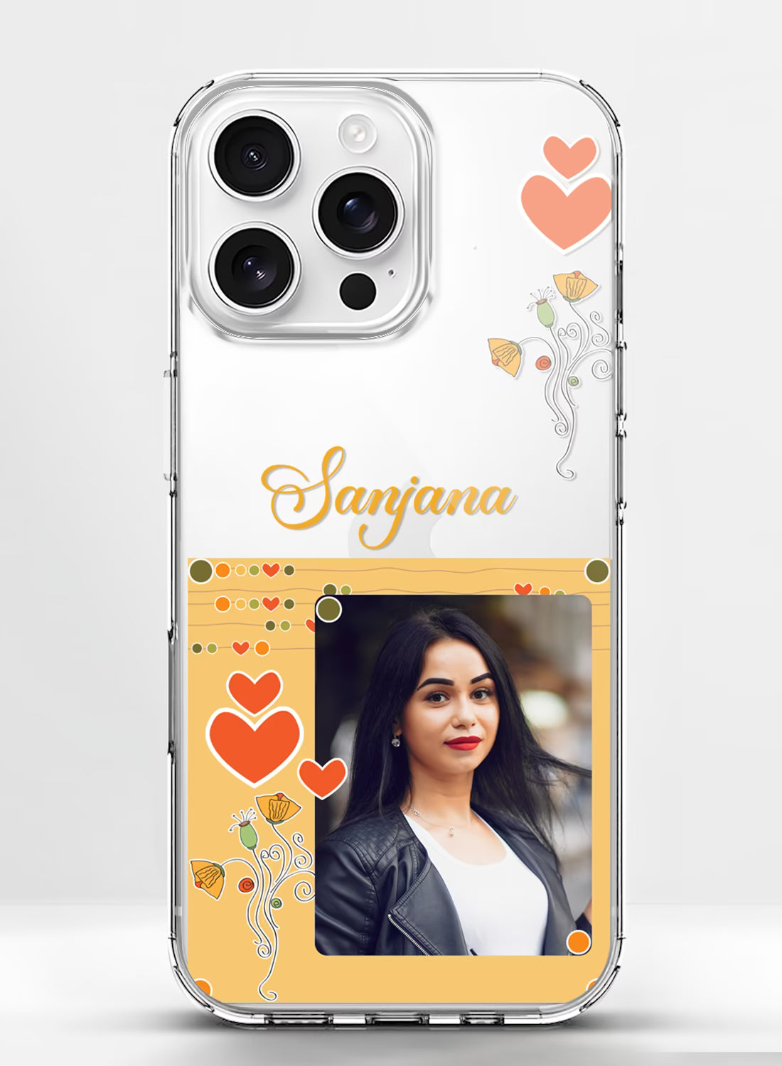 Yellow Heart Floral Custom Photo Silicone Mobile Cover