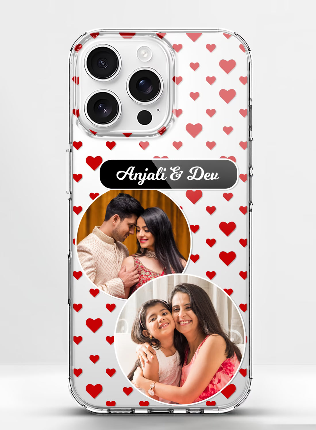 Couple 2 Photo Heart Pattern Clear Silicone Phone Cover