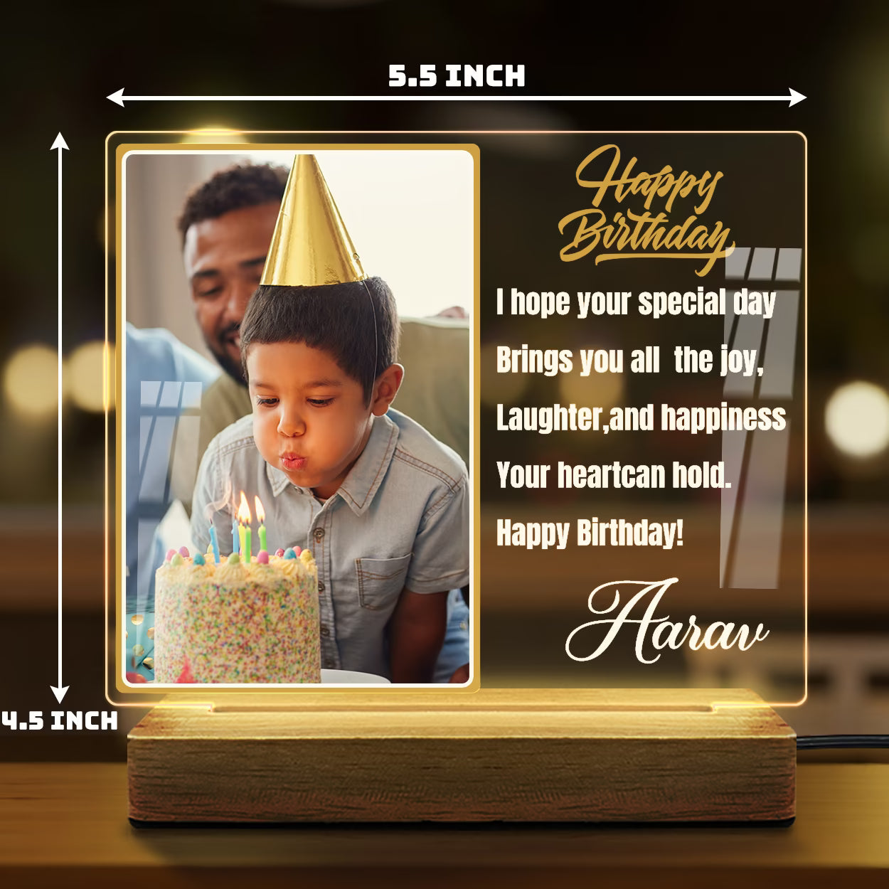 Custom Happy Birthday Acrylic LED Lamp