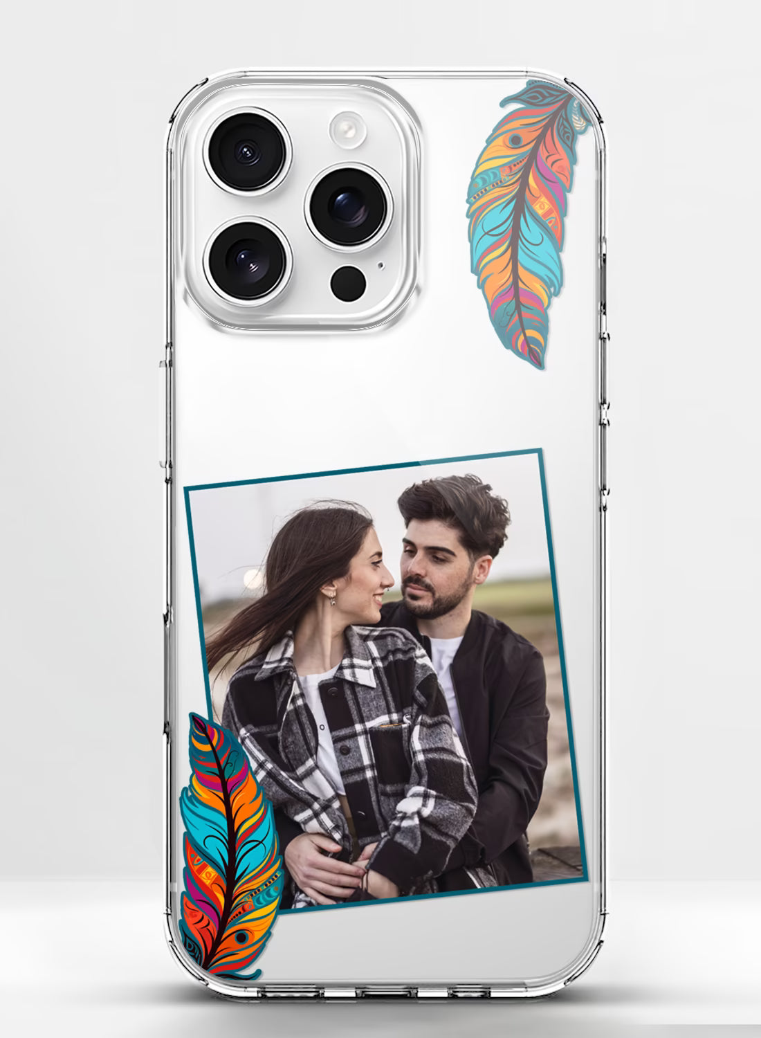 Boho Peacock Feather Custom Photo Silicone Mobile Cover