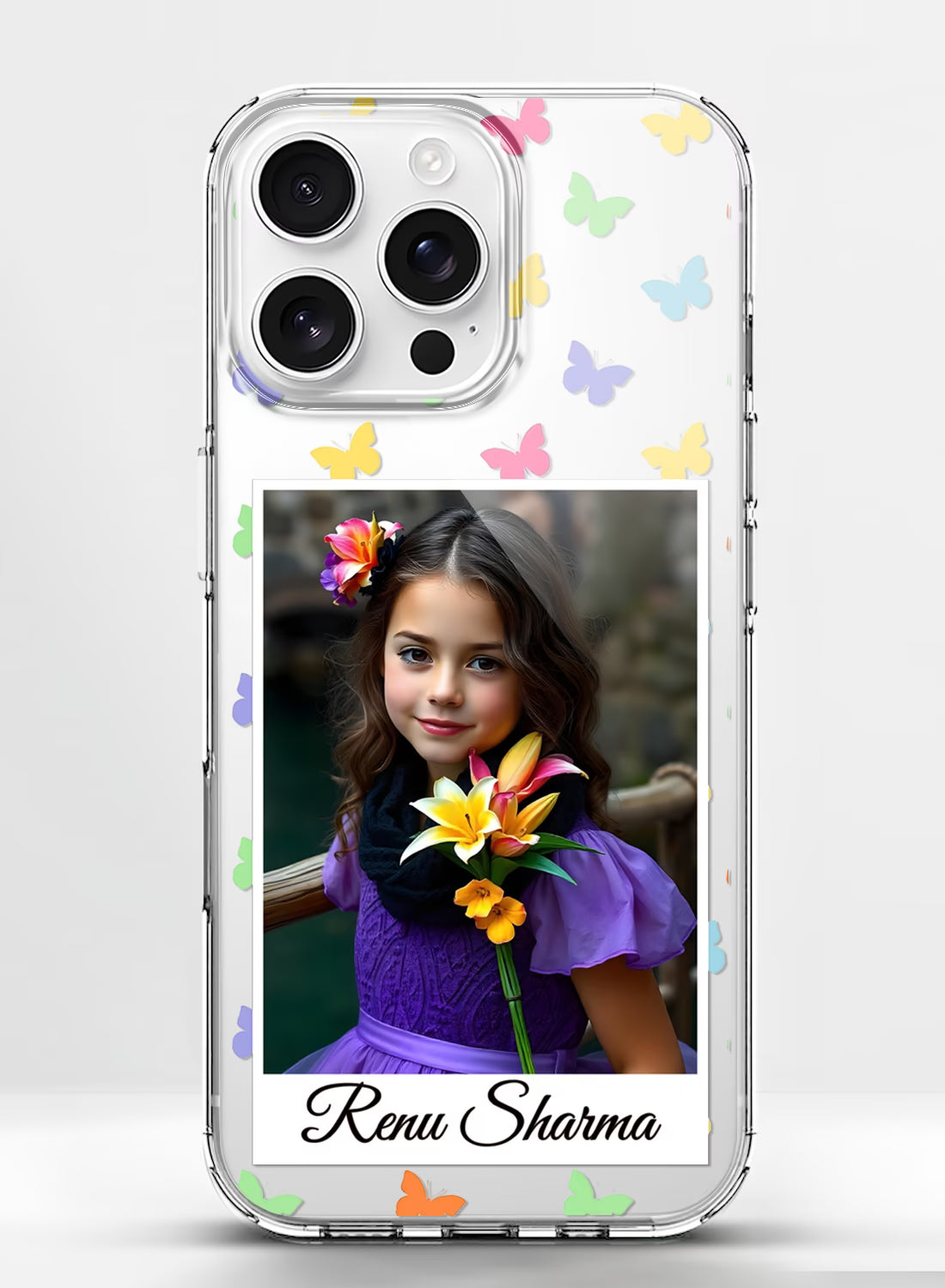 Custom Photo Name Butterfly Clear Silicone Phone Cover