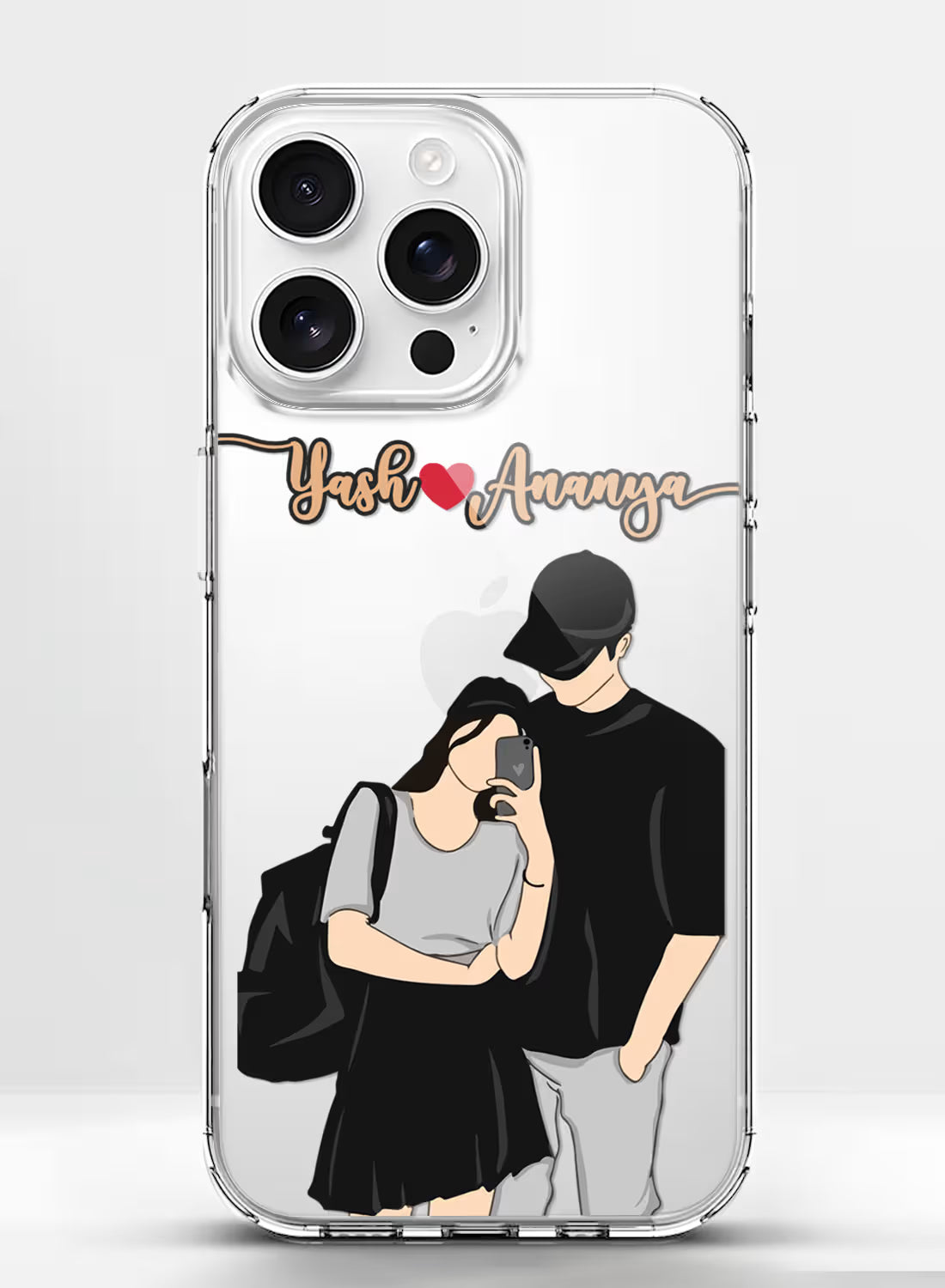 Aesthetic Selfie Couple Printed Clear Silicone Back Cover