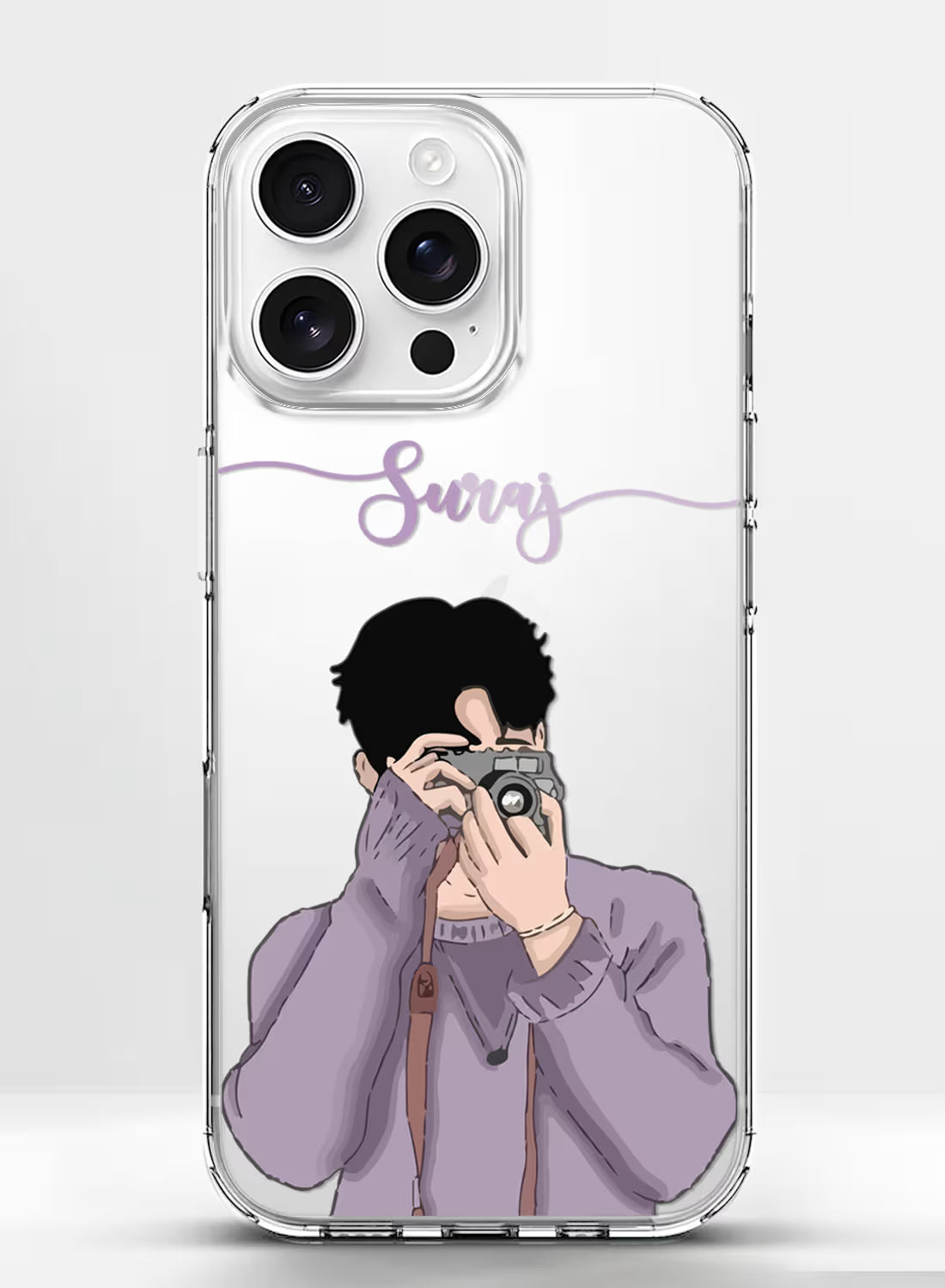 Photographer Boy Printed Clear Silicone Back Cover