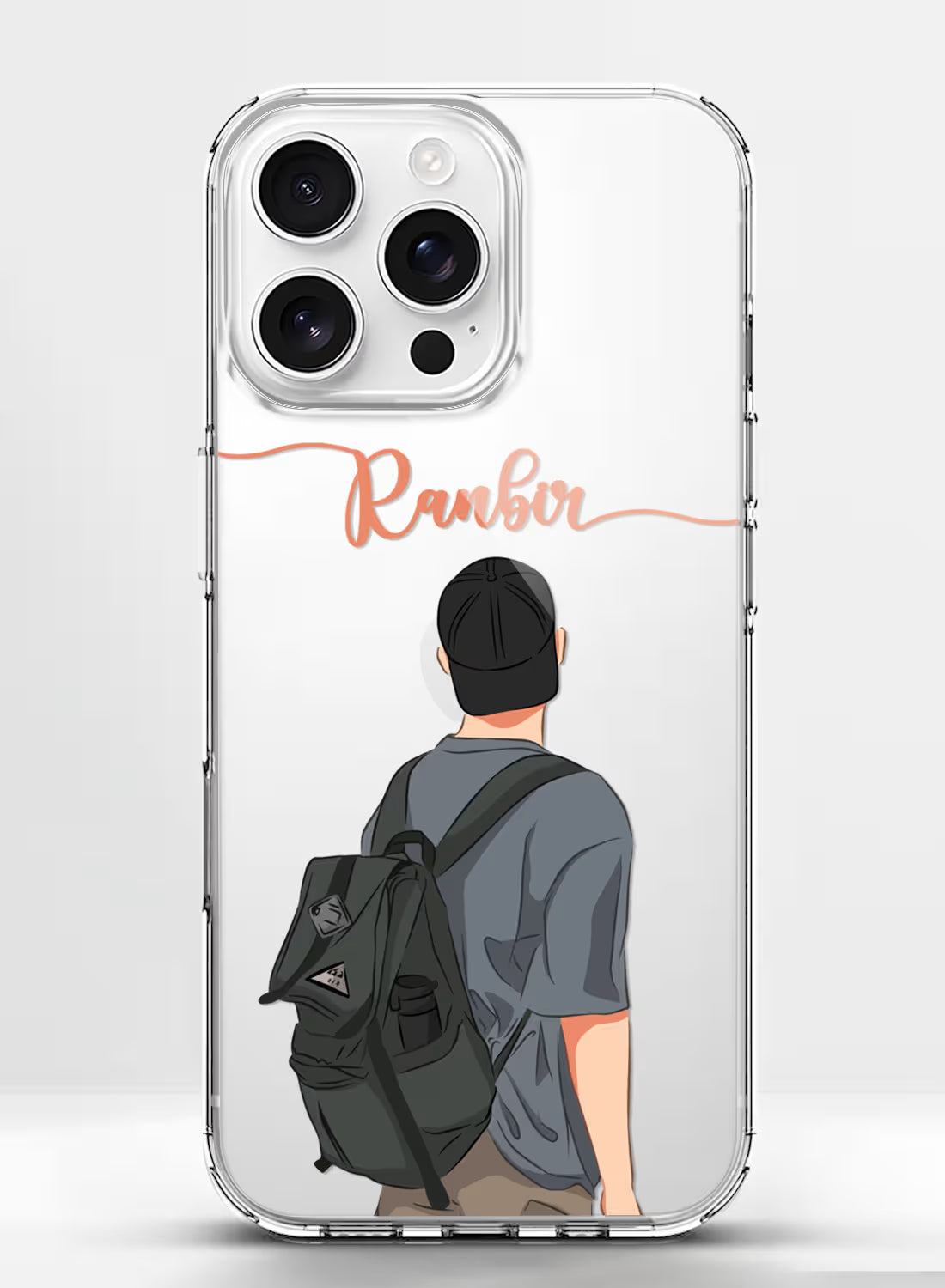 Backpacker Boy Printed Clear Silicone Back Cover