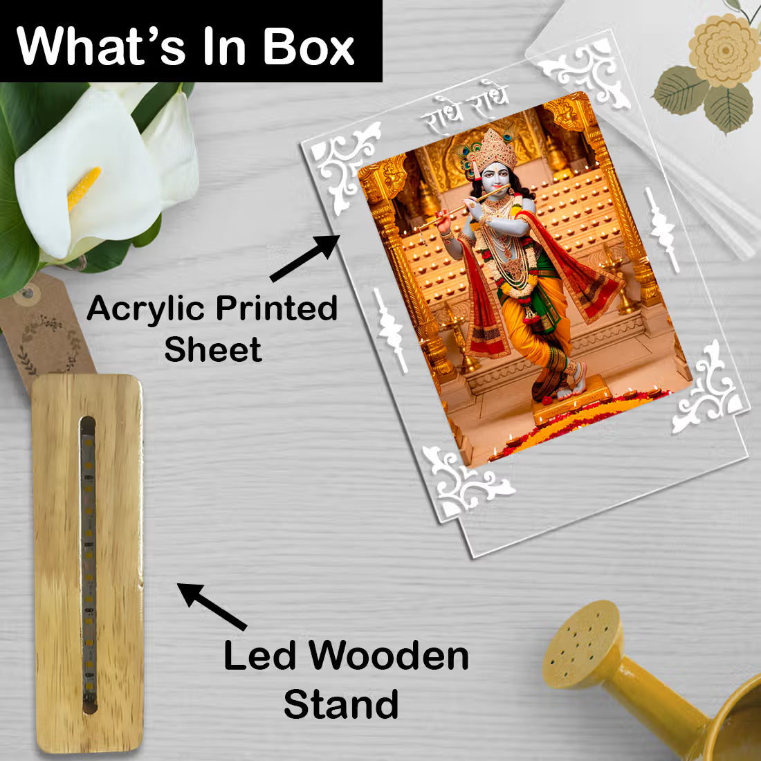 Buy Online Fashionury Acrylic Spiritual Lamp Kanha Ji Acrylic Led Lamp - Wooden Stand-D1