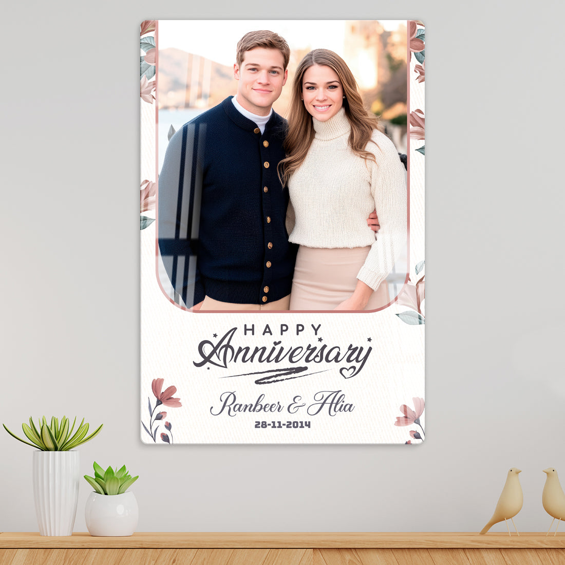 Purchase Online Custom anniversary wall photo frame made of acrylic in portrait design – ideal gift for home décor