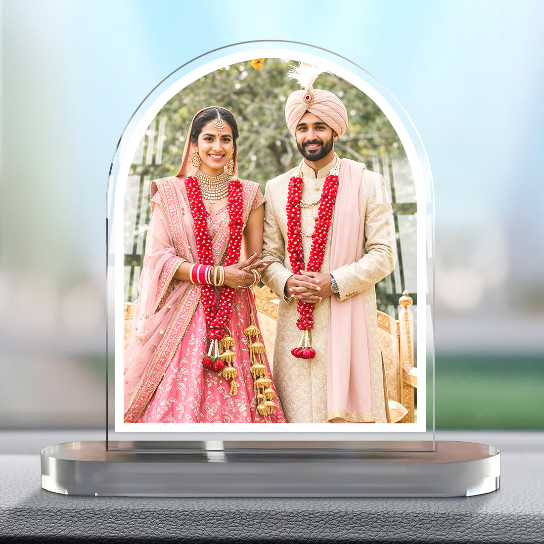 Personalized acrylic car photo frame – modern dashboard decor with custom photo Buy Online