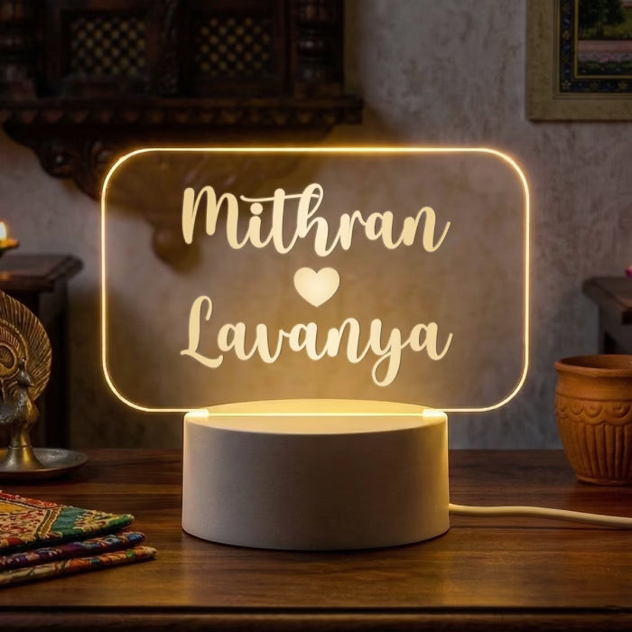 Buy Online Fashionury Custom Name White Rounded Acrylic Name LED Lamps