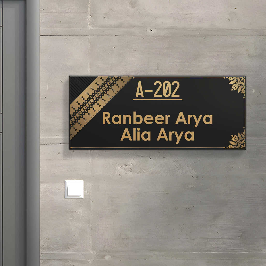 Personalized acrylic home & 0ffice name plate in modern design – custom name board to buy online easily