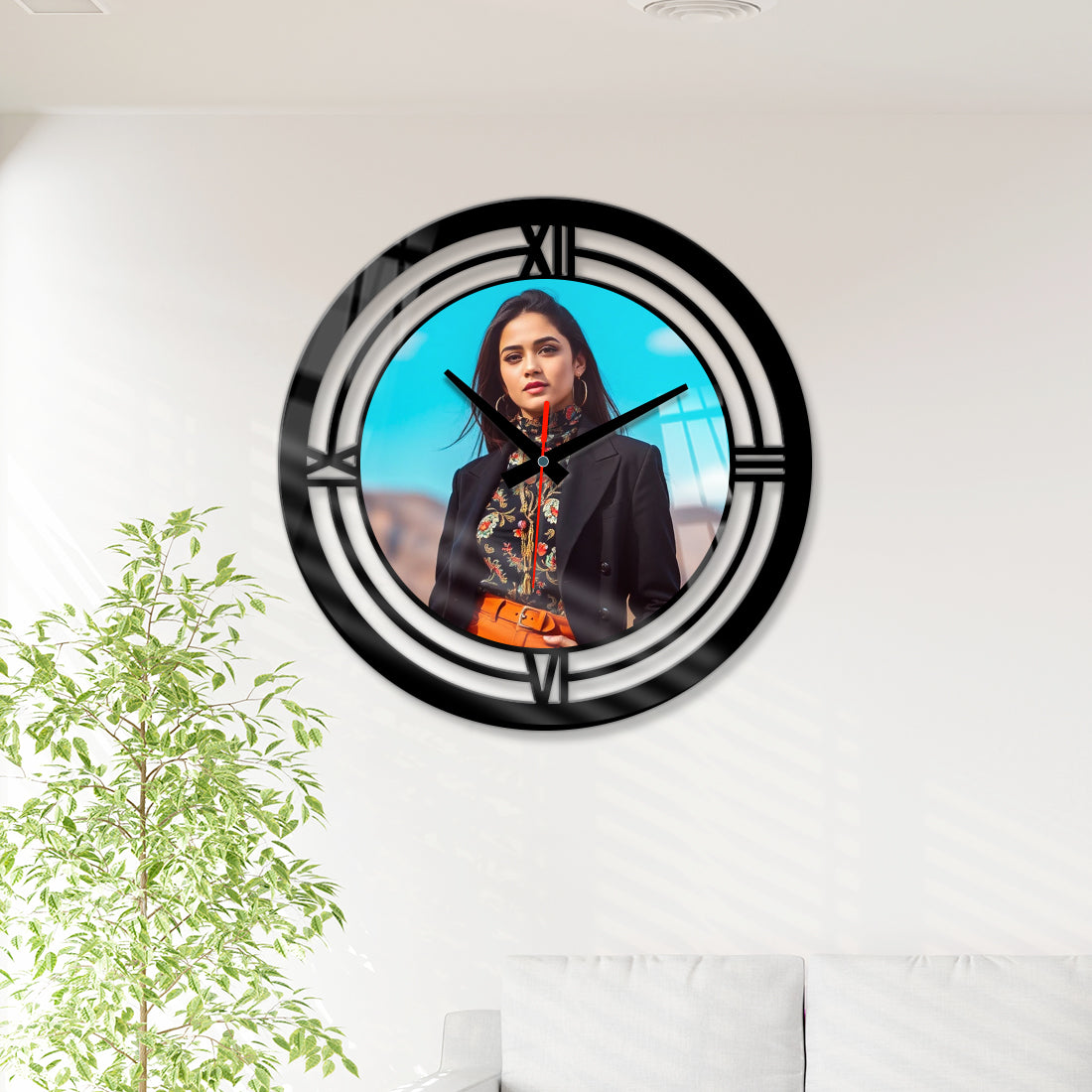 Custom acrylic wall photo clock – personalized clock in different shapes for home or office