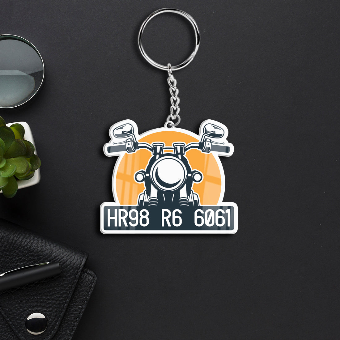 Customised Acrylic Keychain with Vehicle Number - Perfect Gift For Bike Lovers