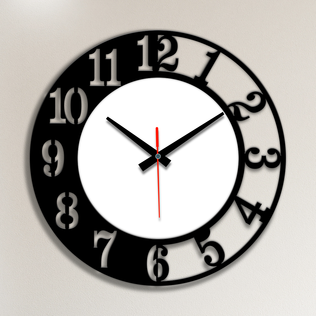 Acrylic Wall Clock- Black Number Circle
