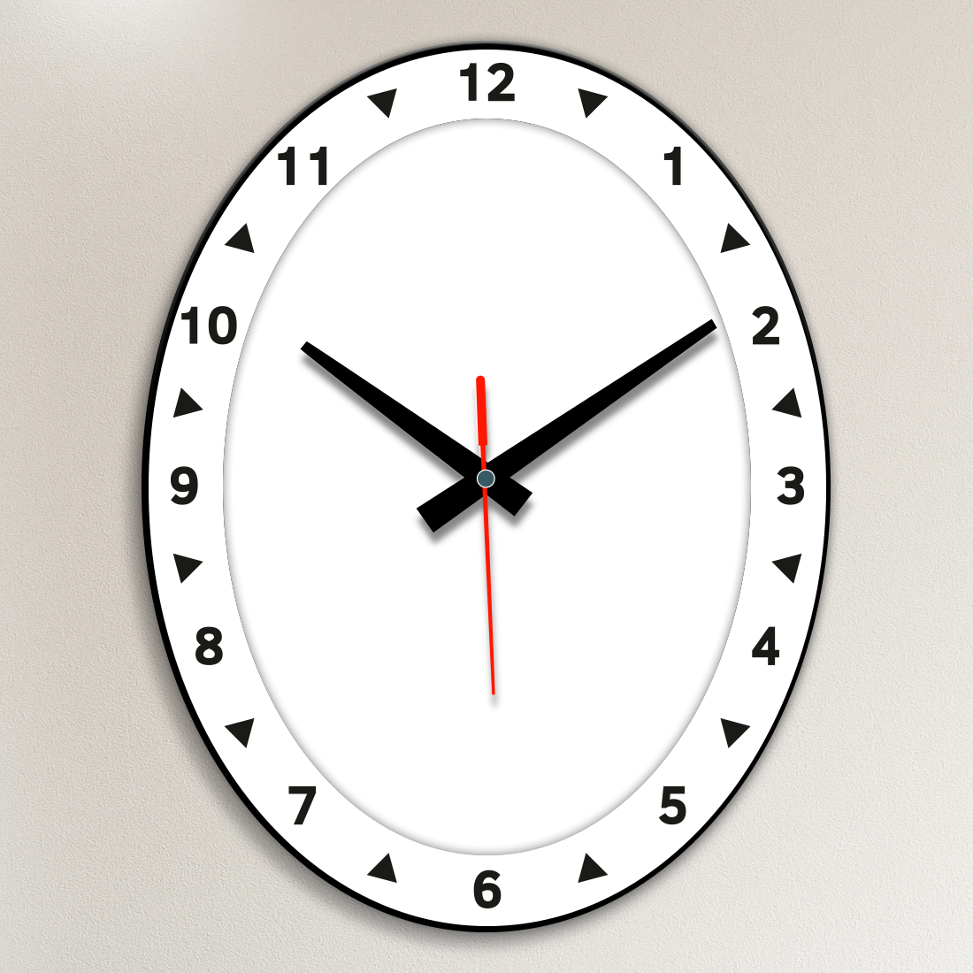 Acrylic Wall Clock- Black Oval