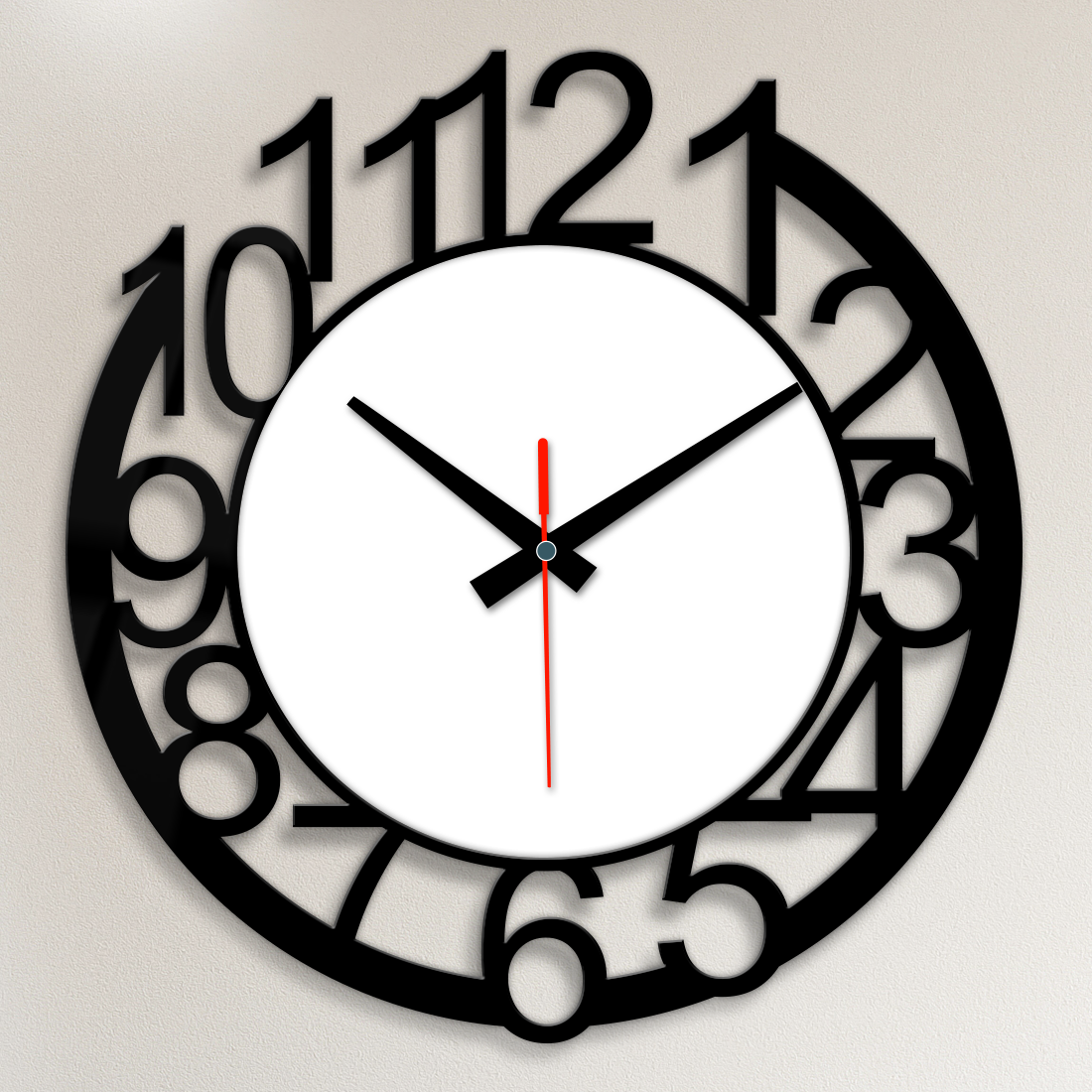 Acrylic Wall Clock- Black Big Number