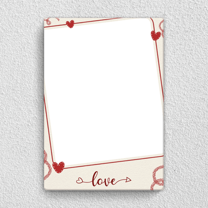 Preview of Personalised Love couple acrylic wall frame with portrait, names and heart border design for anniversary gift