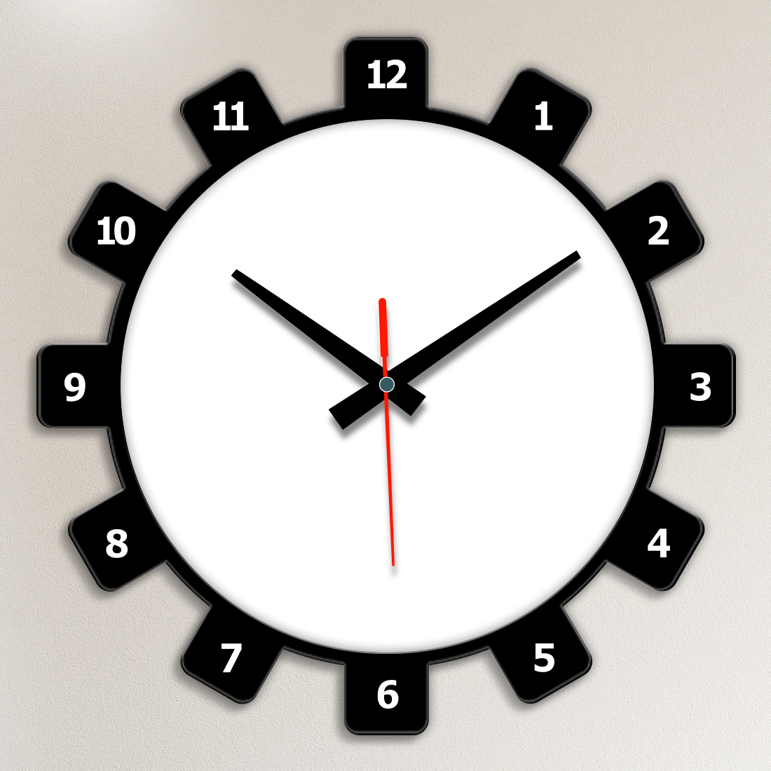 Acrylic Wall Clock- Black Square Circle