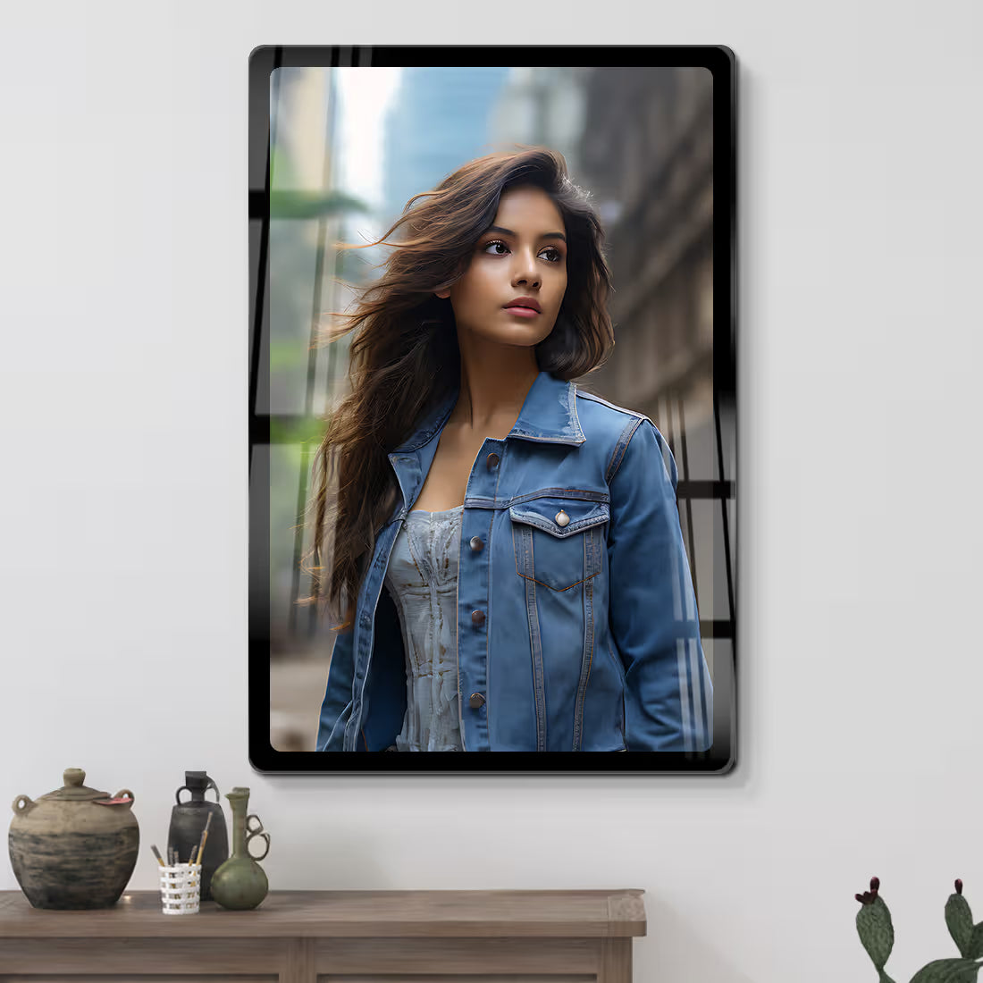 Acrylic Portrait wall Photo Frame with black border design at Fashionury