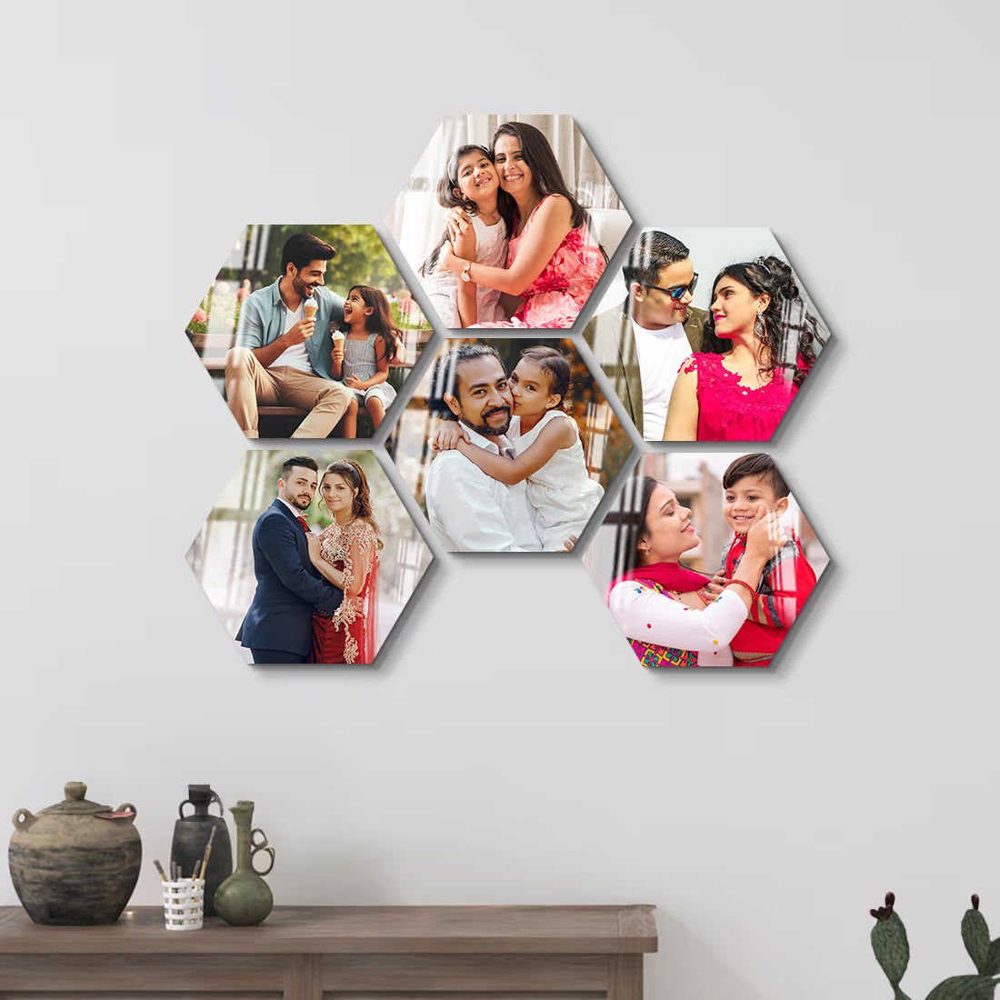 Buy Online Fashionury Photo Frame 6 Piece Acrylic Hexa Wall Photo Frame Set