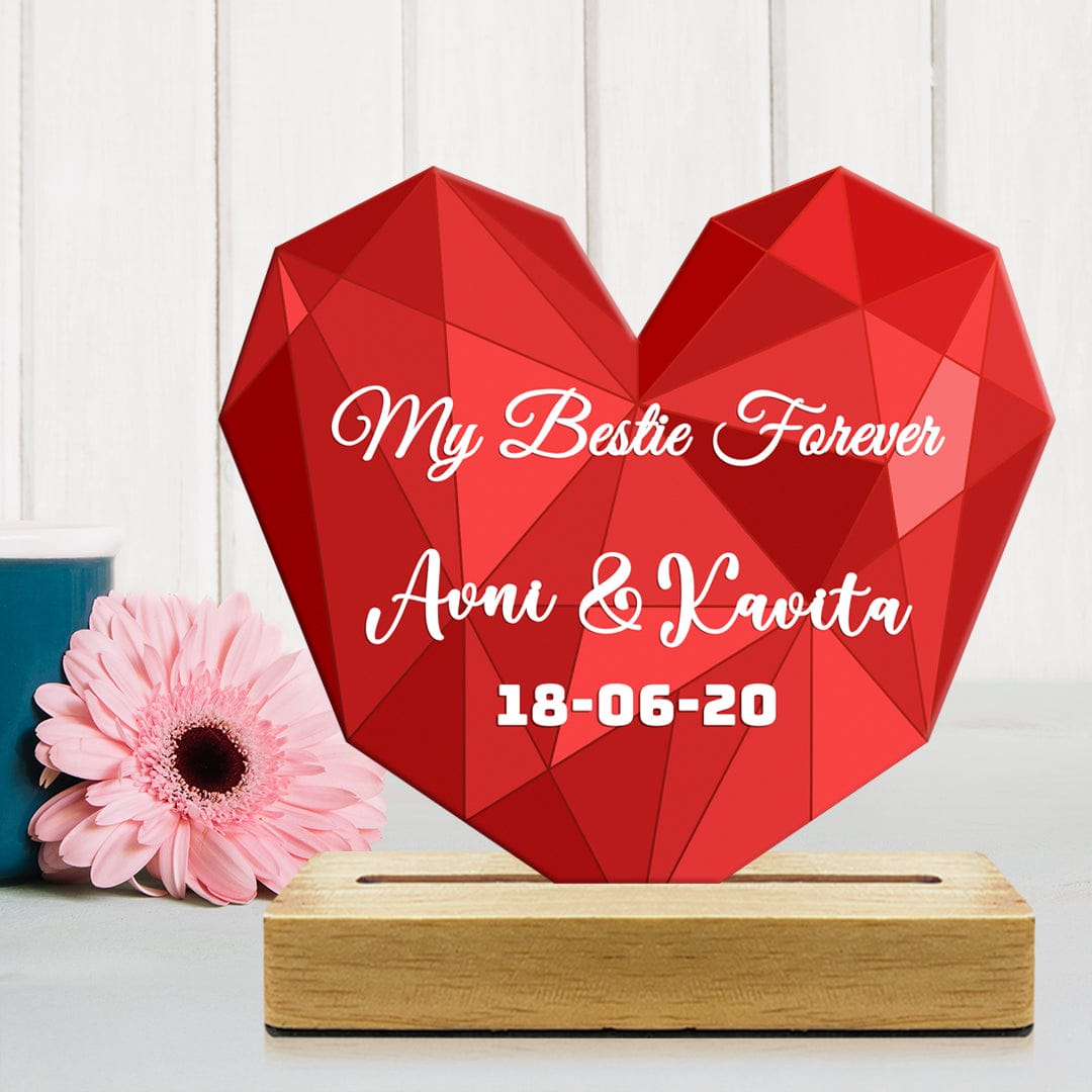 Buy Online Fashionury Custom Name Acrylic Frame Add Name, Date & Message - Heart Shape
