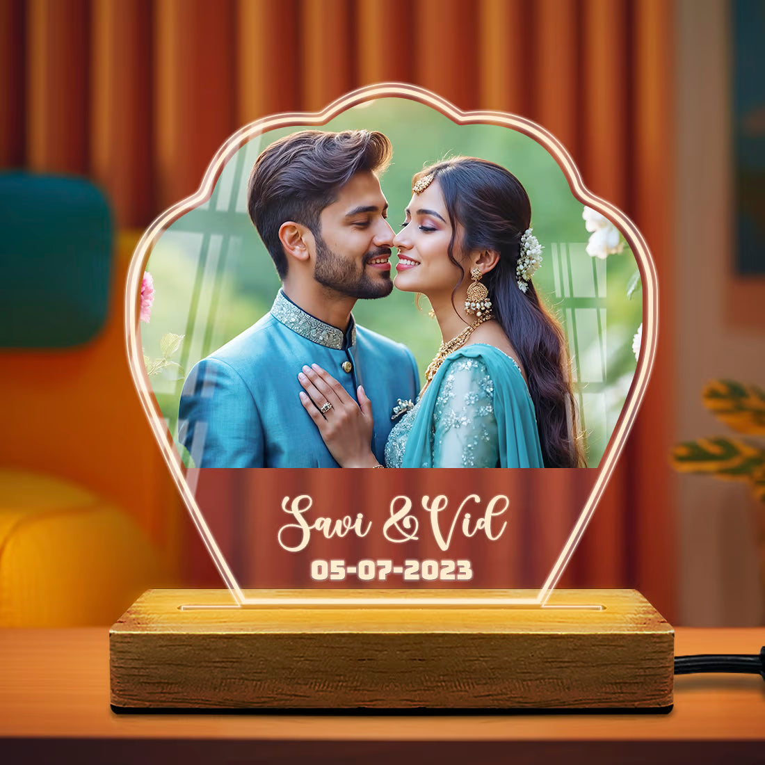 Buy Online Fashionury Print & Engrave Engraved Acrylic LED Photo Lamp - Shell Shape