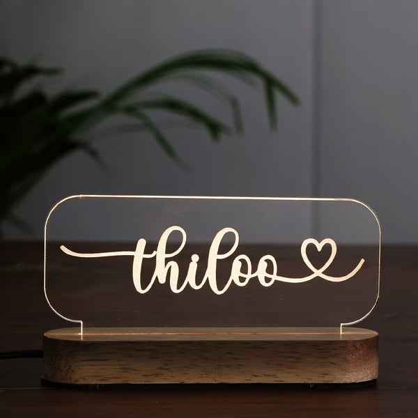 Customized Engraved Custom Name LED Night Lamp with Heart Name at Fashonury