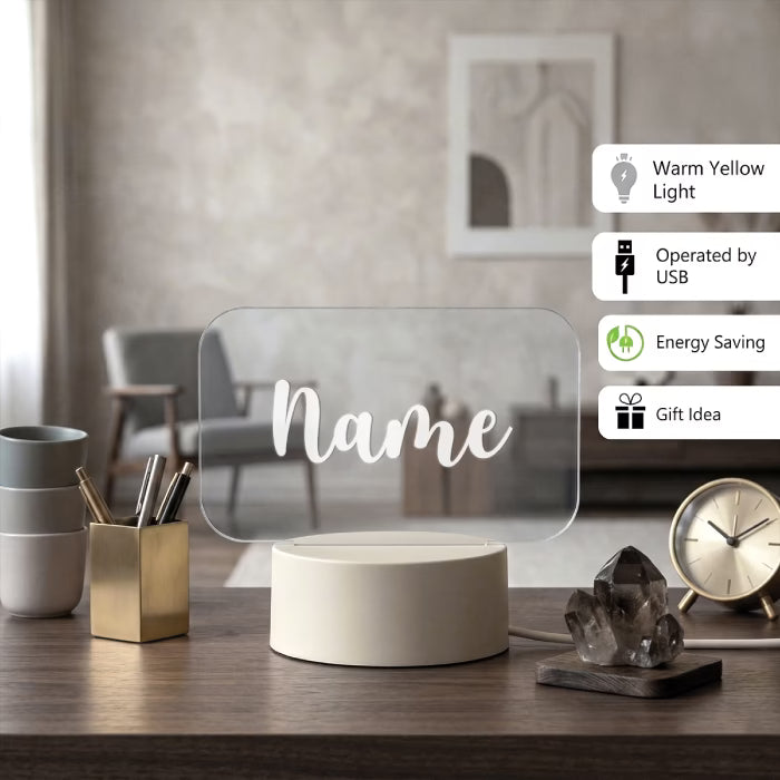 Buy Online Fashionury Custom Name White Rounded Acrylic Name LED Lamps