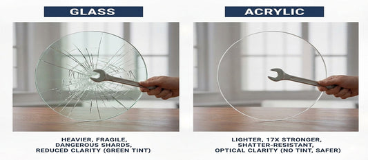 Acrylic vs Glass Durability Comparison - Shatter Resistant and 17x Stronger Material