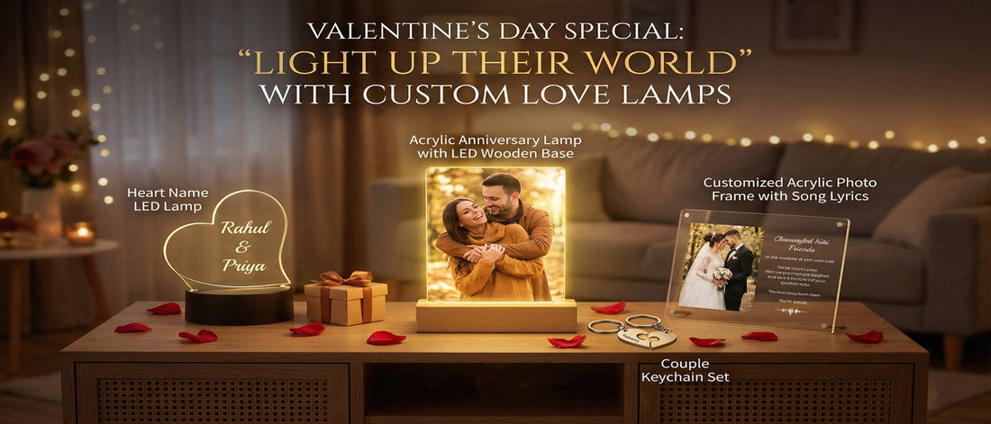 Valentine's Day Special Custom Love Lamps, Acrylic Photo Frames and Couple Keychain Set for Gift