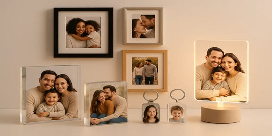 Fashionury Personalized Acrylic Photo frames, Custom Wall clocks, Keychains and LED Night Lamp Collection