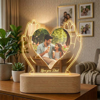 Love You Dad Hand Heart Acrylic LED Photo Lamp