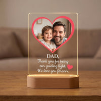 Dad Heart Photo Acrylic LED Lamp with Quote