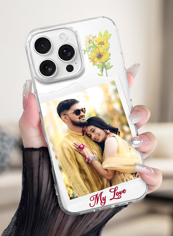 Sunflower Polaroid Custom Photo & Name TPU Mobile Cover