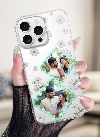 Daisy Floral Dual Photo Clear Silicone Mobile Cover