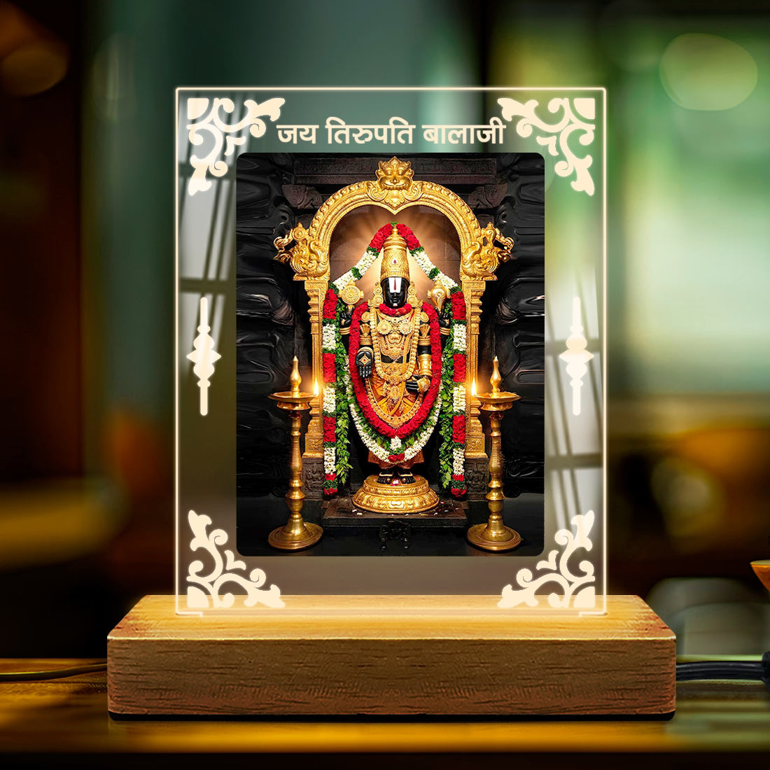 Buy Online Fashionury Acrylic Spiritual Lamp Tirupati Balaji Acrylic Led Lamp - Wooden Stand D1