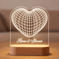 3D Heart Laser Engraved Acrylic LED Lamp
