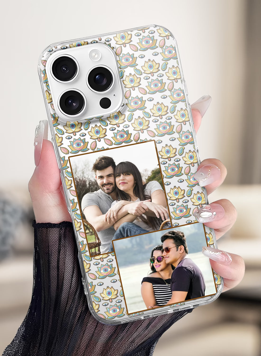 Lotus Evil Eye Dual Photo Custom Silicone Mobile Cover