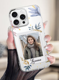 Blue Botanical Custom Photo & Name Silicone Mobile Cover