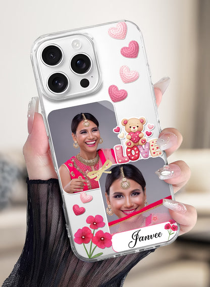 Teddy Love Bear Dual Photo Silicone Mobile Cover