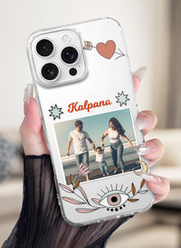 Custom Photo Name Boho Evil Eye Clear Silicone Phone Cover