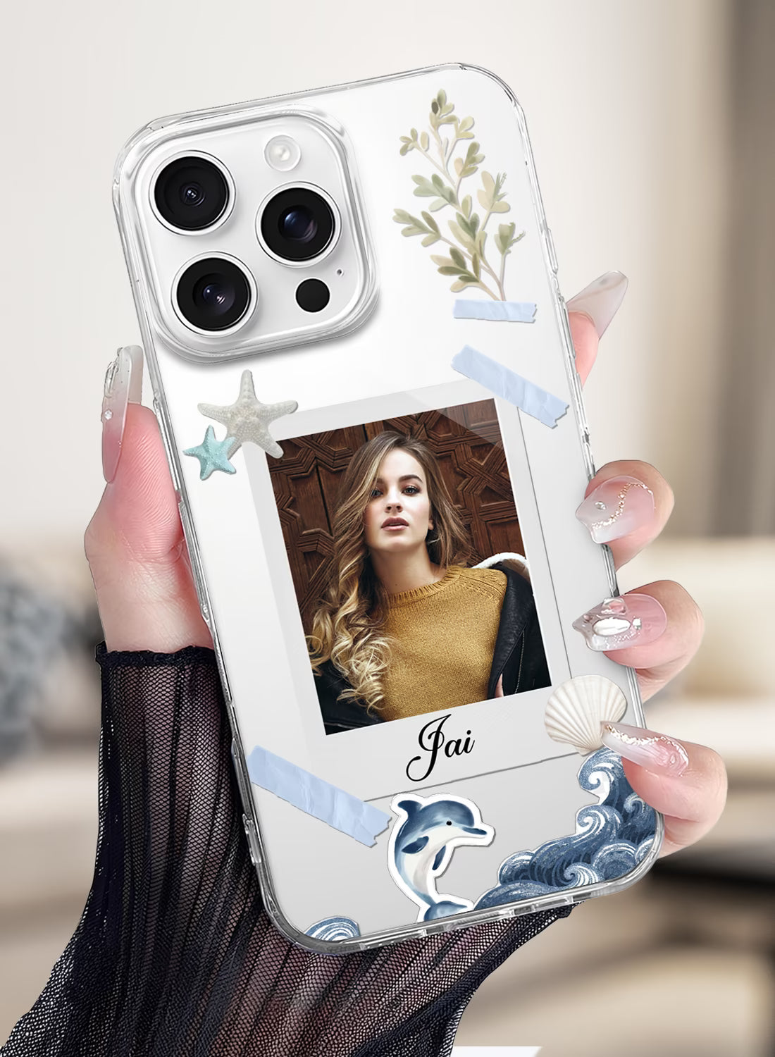 Ocean Dolphin Custom Photo & Name Silicone Mobile Cover
