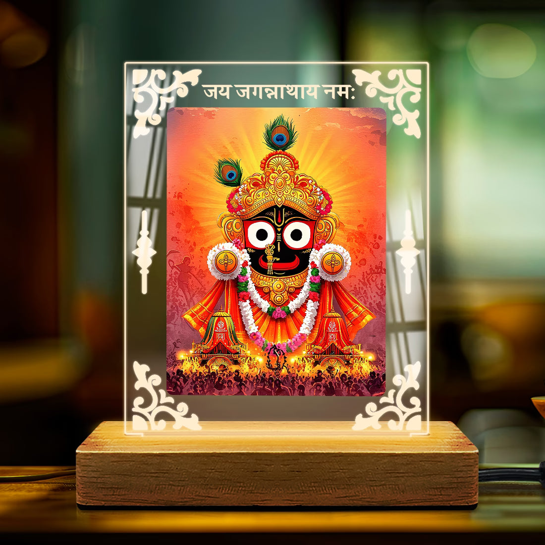 Buy Online Fashionury Acrylic Spiritual Lamp Jagannath Ji Acrylic Led Lamp - Wooden Stand D1