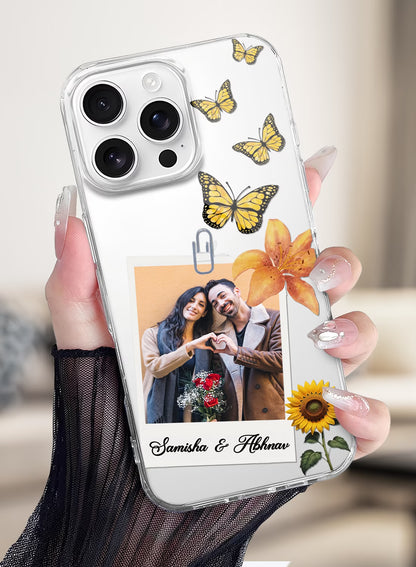 Butterfly Sunflower Custom Photo & Name Silicone Mobile Cover