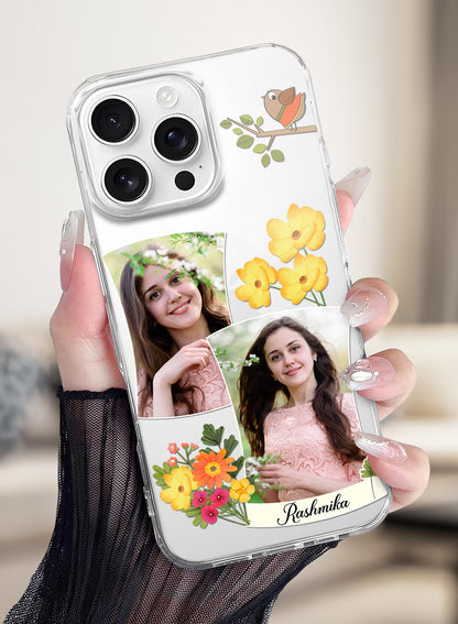 Spring Bird Floral Dual Photo Silicone Mobile Cover