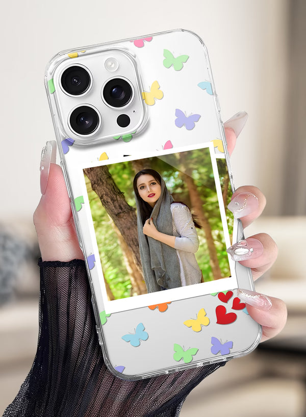 Colourful Butterfly Heart Custom Photo Silicone Mobile Cover