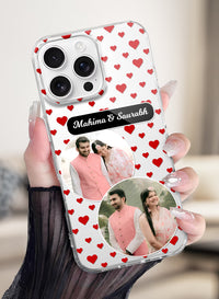 Couple 2 Photo Heart Pattern Clear Silicone Phone Cover