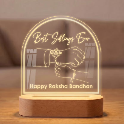 Best Siblings Ever Raksha Bandhan acrylic LED lamp with Rakhi tying line art